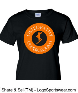 Ladies Black T-Shirt. Front and Back Design Zoom