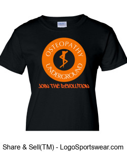 Ladies Black T-Shirt. Front Only Design Zoom